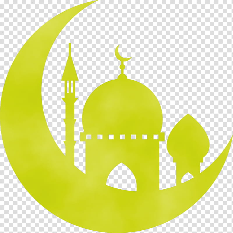 Mosque, Watercolor, Paint, Wet Ink, Green, Yellow, Logo, Symbol transparent background PNG clipart