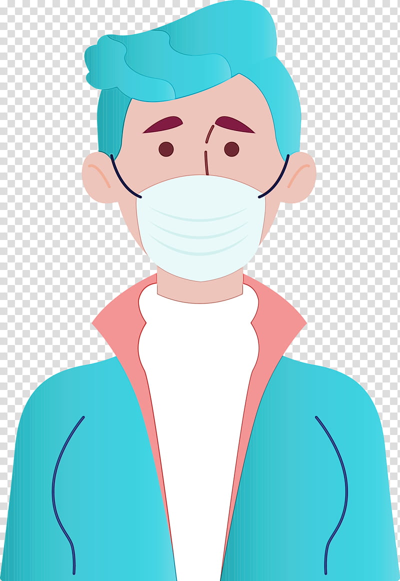 cartoon physician, Wearing Mask, Coronavirus, Watercolor, Paint, Wet Ink, Cartoon transparent background PNG clipart