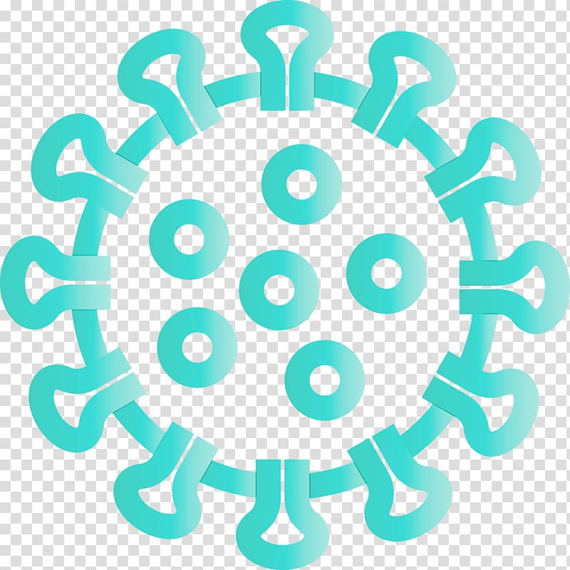 turquoise aqua circle symbol, Coronavirus, COVID, Watercolor, Paint, Wet Ink transparent background PNG clipart