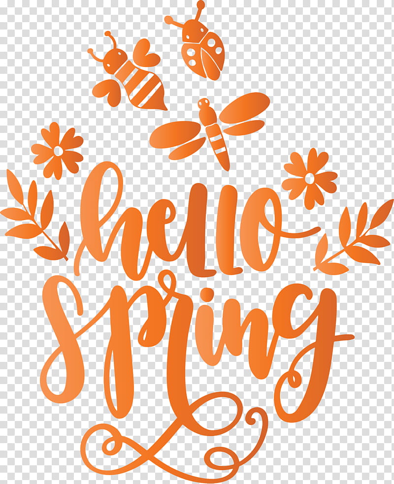 hello spring spring, Spring
, Orange, Text transparent background PNG clipart