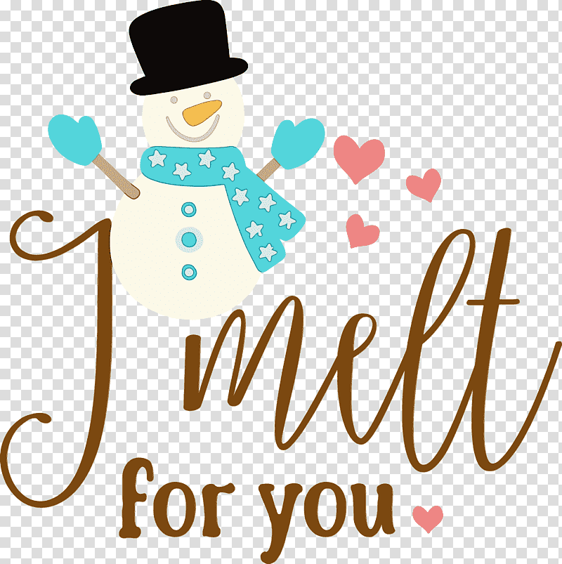 logo cartoon smile happiness text, I Melt For You, Snowman, Winter
, Watercolor, Paint, Wet Ink transparent background PNG clipart