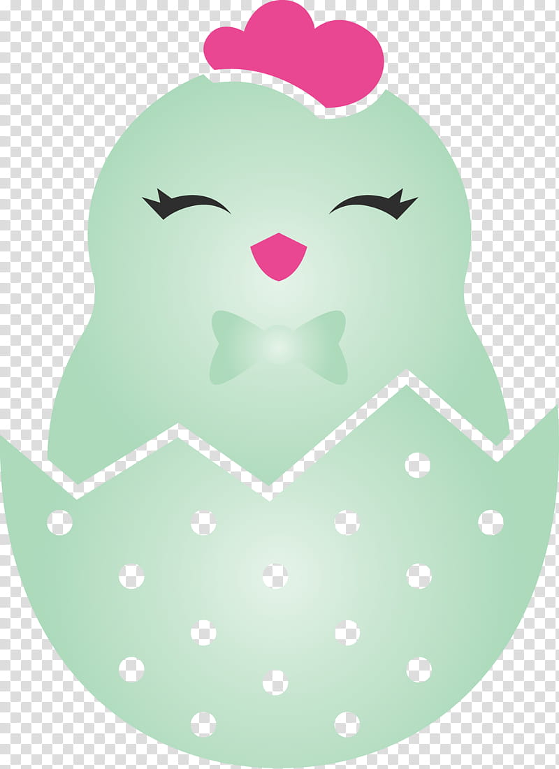 chick in eggshell easter day adorable chick, Green, Pink, Polka Dot transparent background PNG clipart