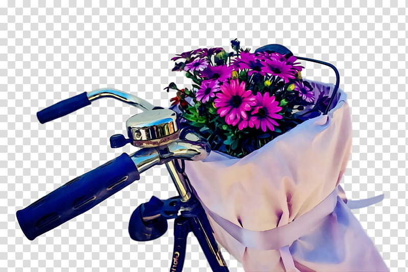 flower purple violet bouquet bicycle accessory, Spring
, Watercolor, Paint, Wet Ink, Plant, Bicycle Basket, Cut Flowers transparent background PNG clipart