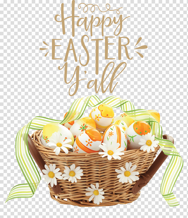 Happy Easter Easter Sunday Easter, Easter
, Gift Basket, Hamper, Ribbon, Easter Egg, Picnic Basket transparent background PNG clipart