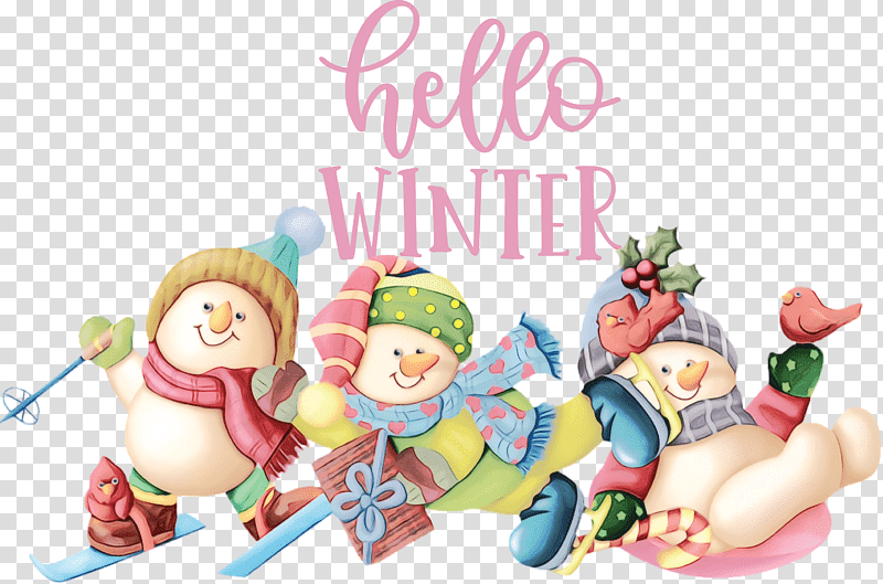 Christmas Day, Hello Winter, Winter
, Watercolor, Paint, Wet Ink, Holiday transparent background PNG clipart