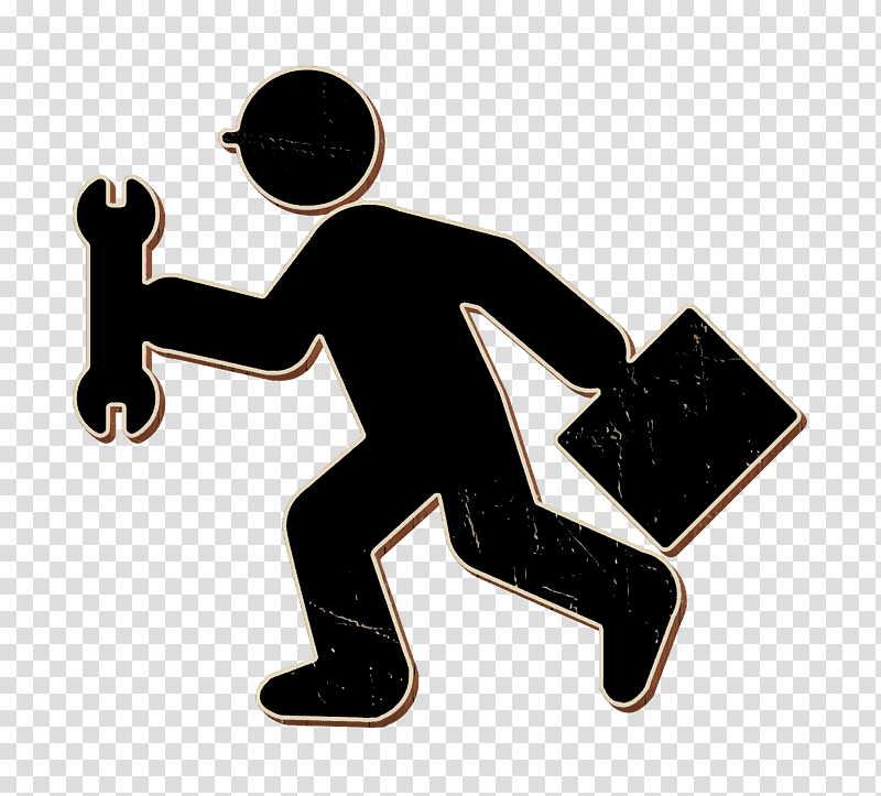 Do It Yourself Filled icon Repair icon Running repair man with wrench and kit icon, People Icon, Icon Design, Silhouette transparent background PNG clipart