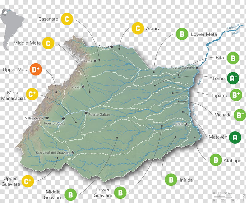Map, Orinoco, Orinoco Basin, Arauca River, Los Llanos, Drainage Basin, Region, Water Resources transparent background PNG clipart