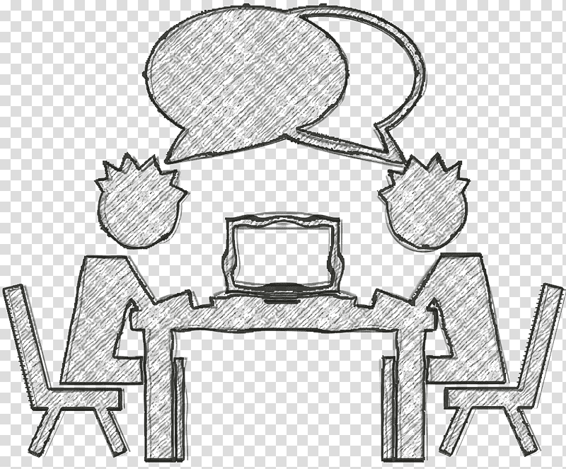 Academic 1 icon computer icon Students talking on a table with a computer icon, Table Icon, Line Art, Black And White
, Chair, Joint, Behavior transparent background PNG clipart