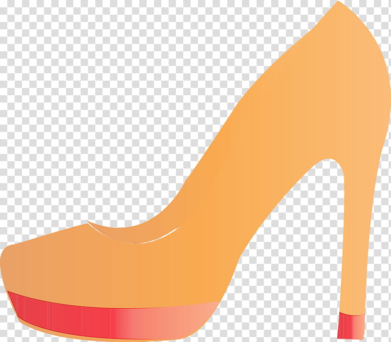 Orange, High Heels, Watercolor, Paint, Wet Ink, Footwear, Yellow, Basic Pump transparent background PNG clipart