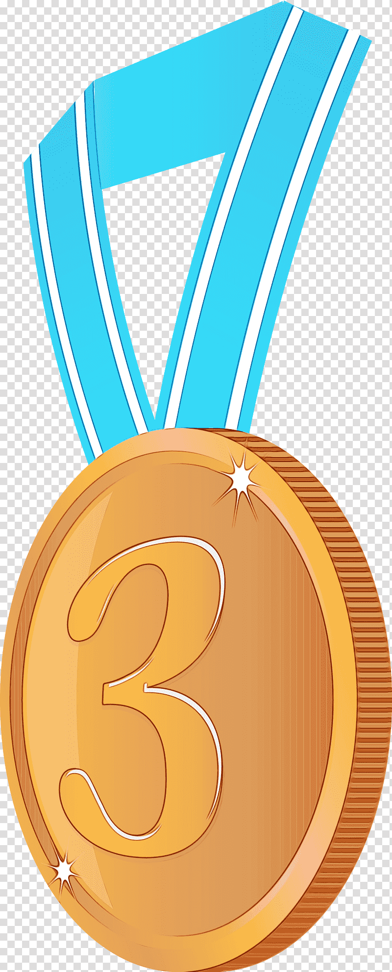 Gold medal, Brozen Badge, Award Badge, Watercolor, Paint, Wet Ink, Orange transparent background PNG clipart