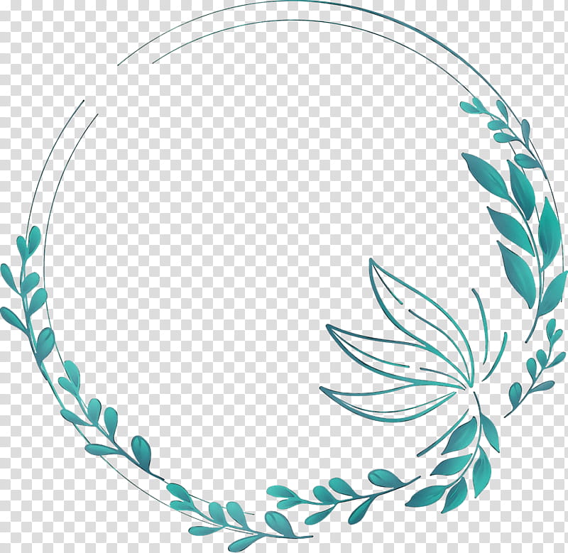 line art leaf turquoise circle pattern, Watercolor, Paint, Wet Ink, Tableware, Flower, Jewellery, Human Body transparent background PNG clipart