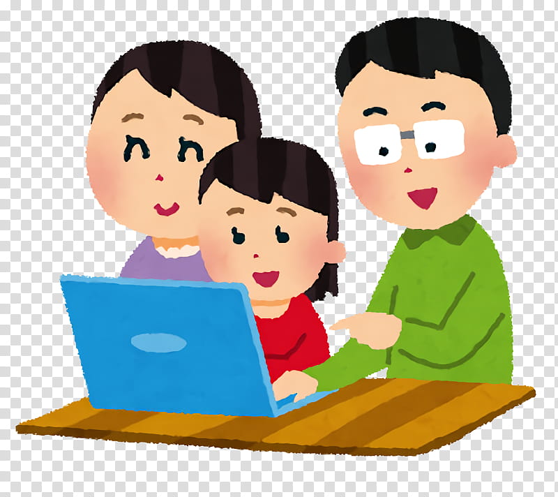 computer family, Cartoon, Sharing, Child, Learning, Reading, Education transparent background PNG clipart