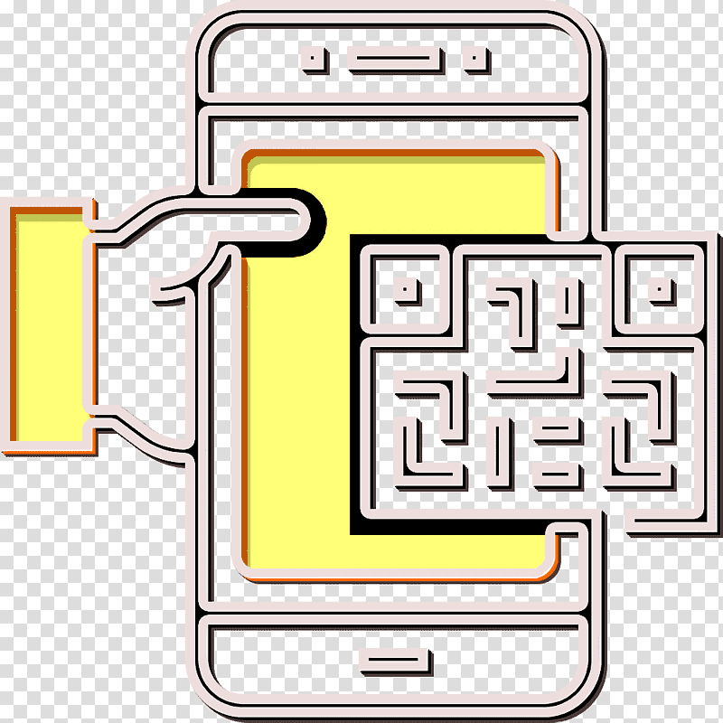Qr code icon Smartphone Applications icon Scan icon, Yellow, Line, Meter, Geometry, Mathematics transparent background PNG clipart