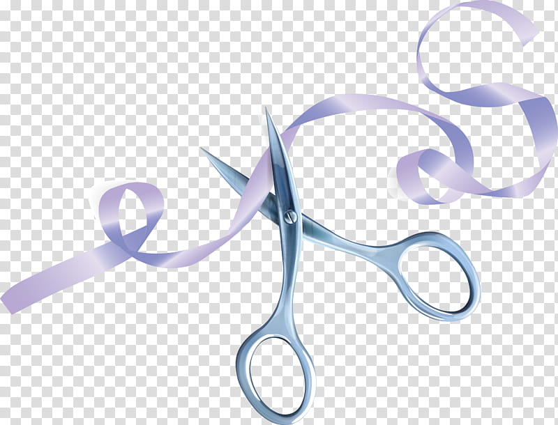 scissors ribbons grand opening, Purple transparent background PNG clipart