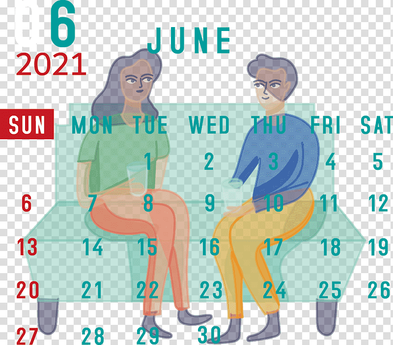 June 2021 Calendar 2021 Calendar June 2021 Printable Calendar, Meter, Cartoon, Clothing, Conversation, Sitting, Joint transparent background PNG clipart