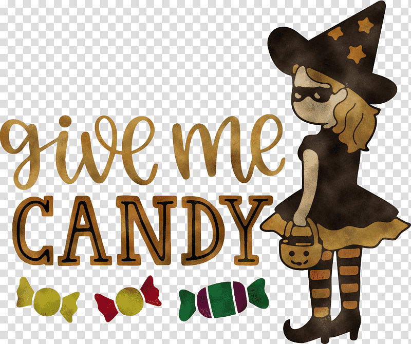 Give me candy Trick or Treat Halloween, Halloween , Insect, Logo, Cartoon, Pollinator, Catlike transparent background PNG clipart