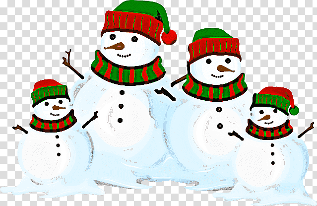 Christmas ornament, 2 snowman in red hat illustration, Christmas Day, Holiday Ornament transparent background PNG clipart
