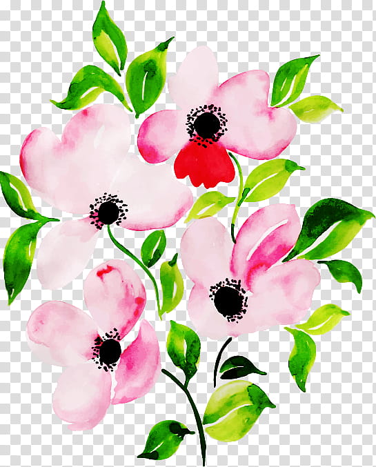 flower petal pink plant branch, Prickly Rose, Flowering Dogwood, Magnolia, Blossom, Watercolor Paint, Cut Flowers, Anemone transparent background PNG clipart