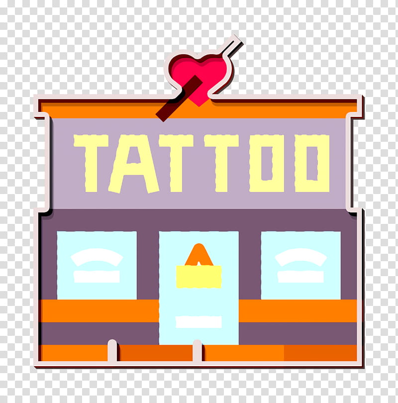 Tattoo studio icon Tattoo parlor icon Tattoo icon, Line, Orange, Rectangle transparent background PNG clipart