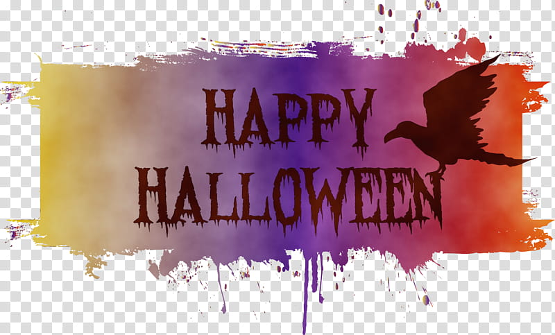 poster banner font text, Happy Halloween, Watercolor, Paint, Wet Ink transparent background PNG clipart