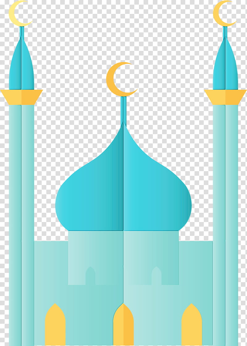 turquoise blue, Mosque, Ramadan, Arabic Culture, Watercolor, Paint, Wet Ink transparent background PNG clipart