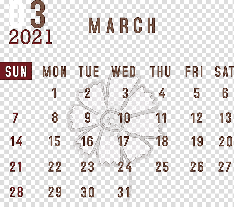 March 2021 Printable Calendar March 2021 Calendar 2021 Calendar, March Calendar, Line, Meter, Number, Jewellery, Calendar System transparent background PNG clipart