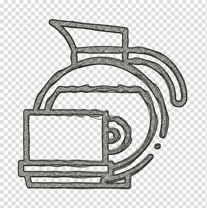 Food and restaurant icon Beverage icon Coffee pot icon, Door Handle, Drawing, M02csf, Angle, Black White M, Line, Meter transparent background PNG clipart