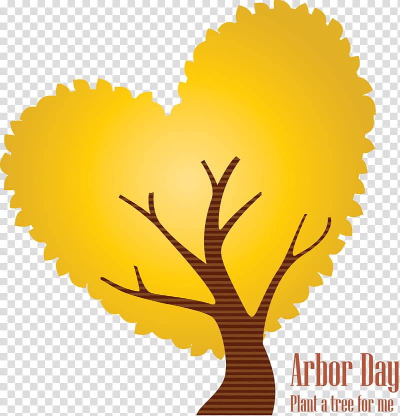 Arbor Day Green Earth Earth Day, Yellow, Tree, Leaf, Plant, Heart, Logo transparent background PNG clipart