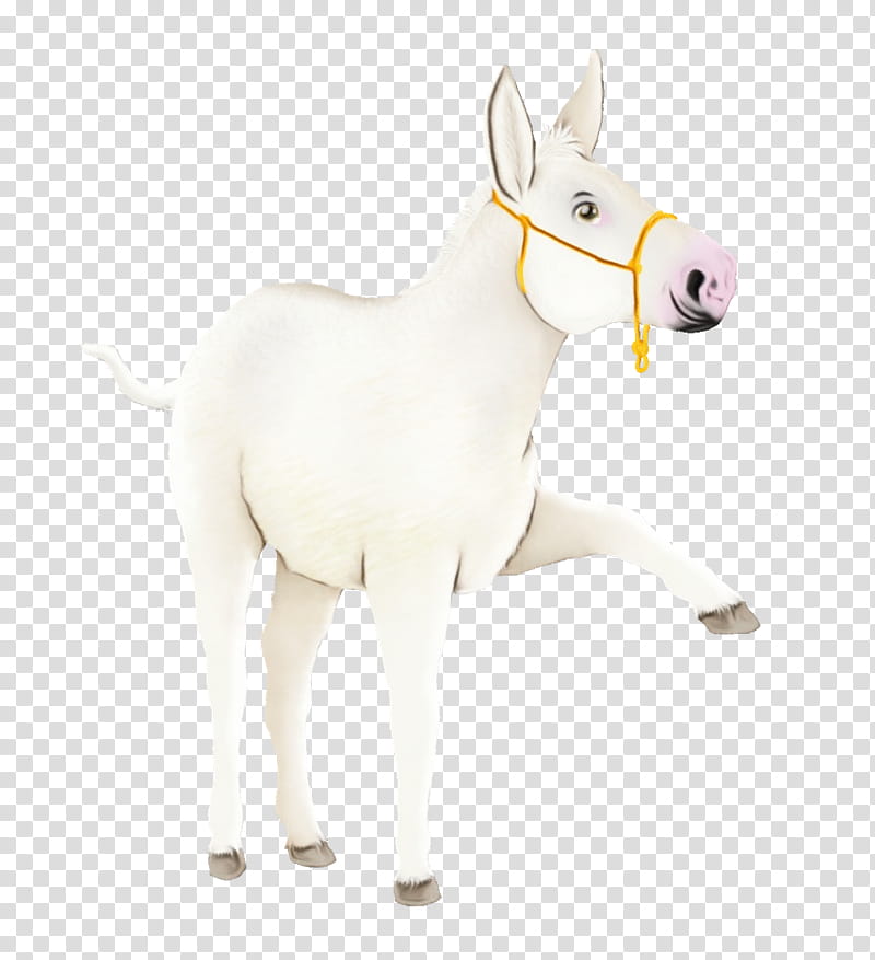 animal figure white burro snout horse, Watercolor, Paint, Wet Ink, Toy, Figurine, Mare transparent background PNG clipart