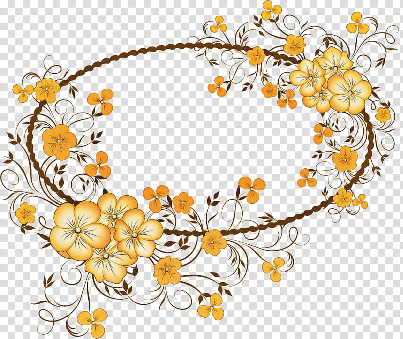 flower oval frame floral oval frame, Yellow, Jewellery, Plant transparent background PNG clipart