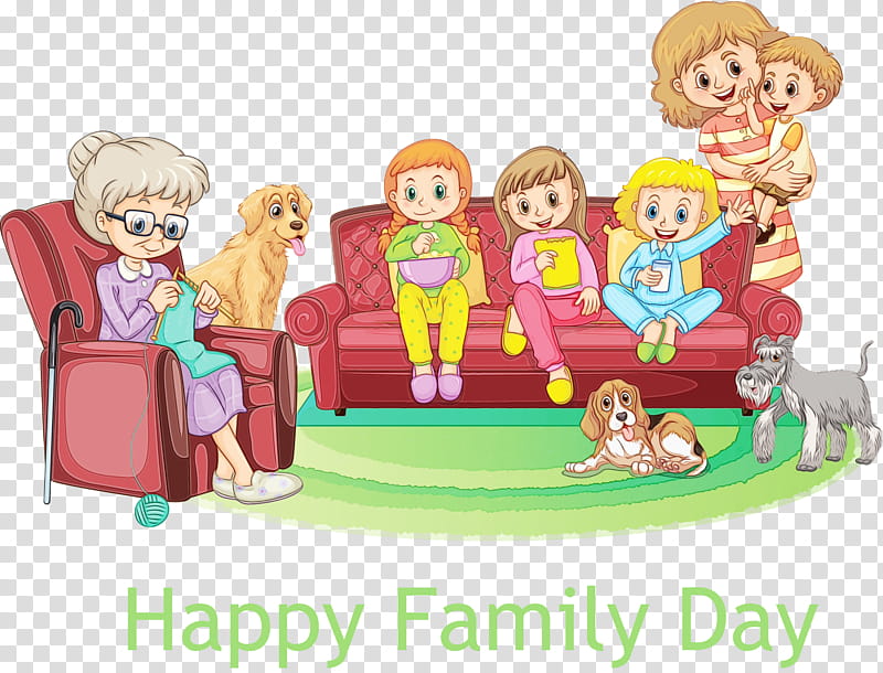 cartoon sharing toy playset, Family Day, Watercolor, Paint, Wet Ink, Cartoon transparent background PNG clipart