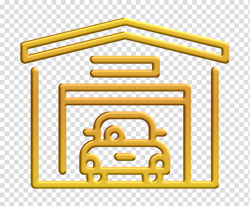 Building icon Car icon Garage icon, Yellow, Line, Symbol, Rectangle transparent background PNG clipart