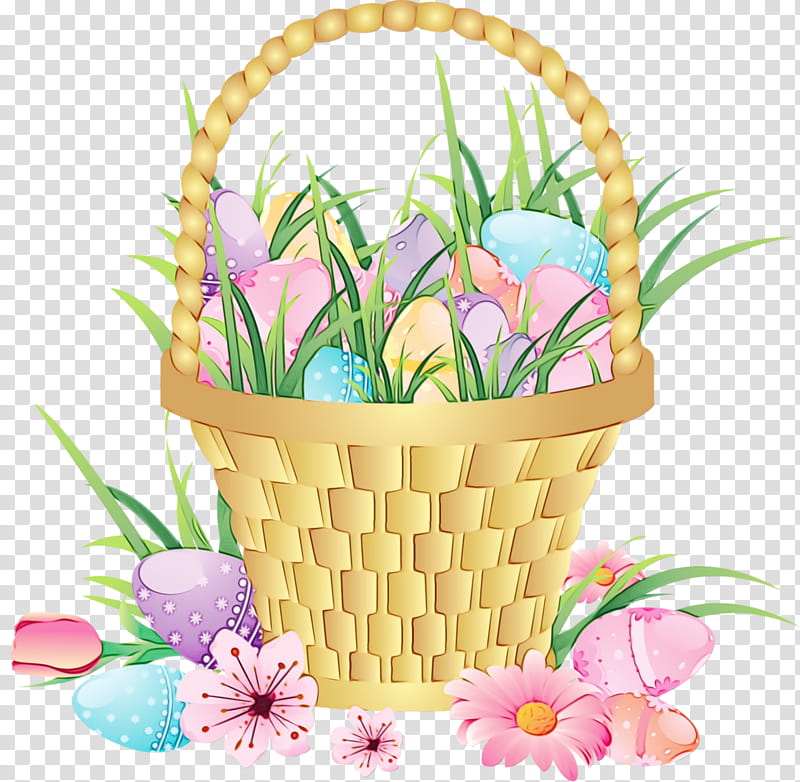 flowerpot grass easter plant flower, Easter Basket Cartoon, Happy Easter Day, Eggs, Watercolor, Paint, Wet Ink, Easter transparent background PNG clipart