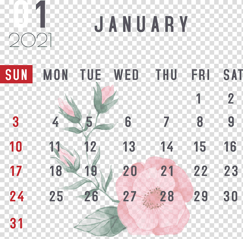 January 2021 Printable Calendar January Calendar, 2021 calendar, Line, Meter, Flower, Mathematics, Geometry transparent background PNG clipart