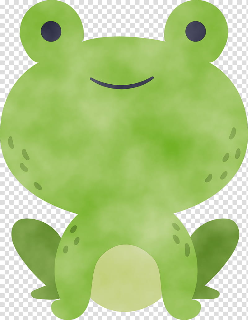 green frog true frog animal figure toy, Watercolor, Paint, Wet Ink transparent background PNG clipart