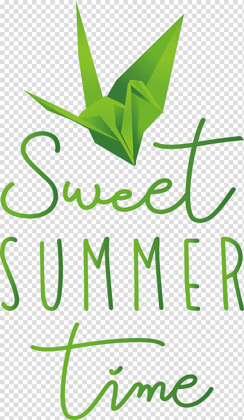 sweet summer time summer, Summer
, Leaf, Plant Stem, Logo, Green, Thousand Origami Cranes transparent background PNG clipart