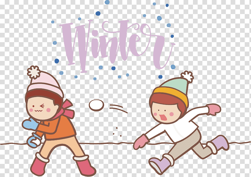 Winter Hello Winter Welcome Winter, Winter
, Cartoon, Snowball Fight, Christmas Day, Line Art, Childrens Day transparent background PNG clipart