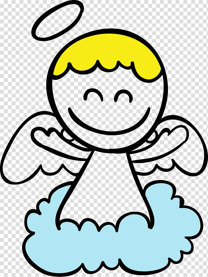 angel, White, Facial Expression, Head, Line Art, Yellow, Smile, Cartoon transparent background PNG clipart
