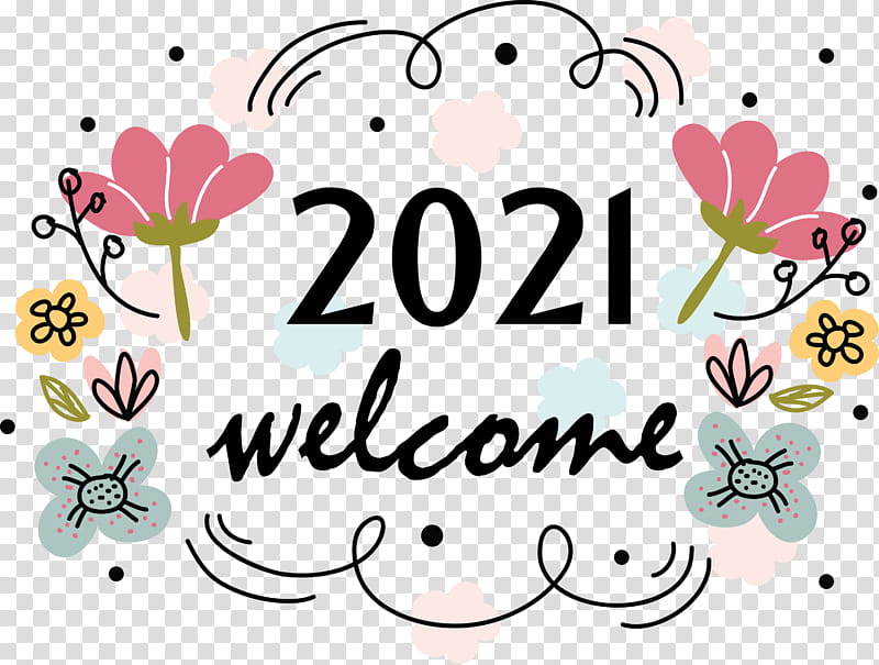 Welcome 2021 Happy New Year 2021, Cartoon, Floral Design, Drawing, Poster, Text, Super Junior, Kpop transparent background PNG clipart