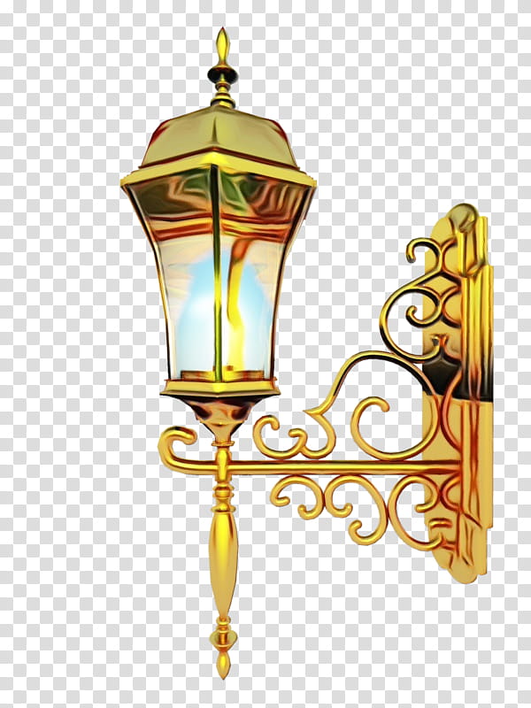 Street light, Watercolor, Paint, Wet Ink, Light Fixture, Lighting, Brass, Sconce transparent background PNG clipart