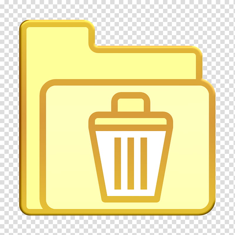 Trash icon Folder and Document icon Recycle bin icon, Yellow, Line, Material Property transparent background PNG clipart