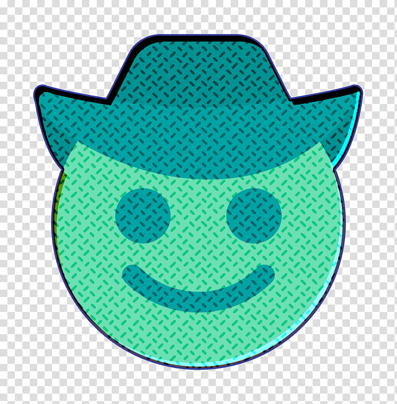 Emoji icon Cowboy icon Smiley and people icon, Green, Turquoise transparent background PNG clipart