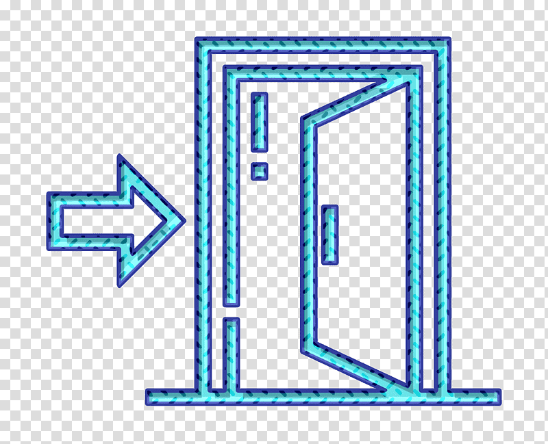 Exit door icon Public Services icon Door icon, Logo, Meter, Line, Number, Diagram, Microsoft Azure transparent background PNG clipart