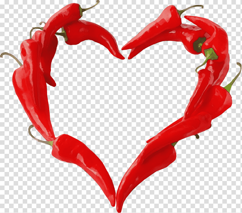 piquillo pepper cayenne pepper peperoncino nightshade bell pepper, Watercolor, Paint, Wet Ink, Heart, M095 transparent background PNG clipart