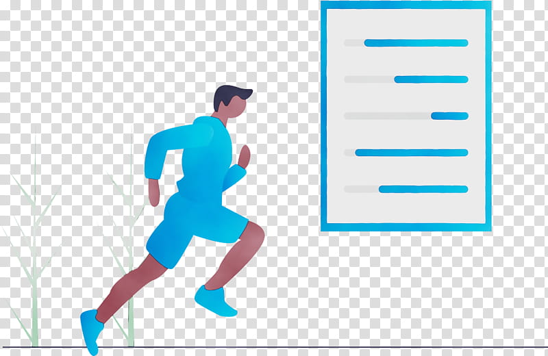 blue turquoise standing aqua azure, Fitness, Sport, Man, Running, Watercolor, Paint, Wet Ink transparent background PNG clipart