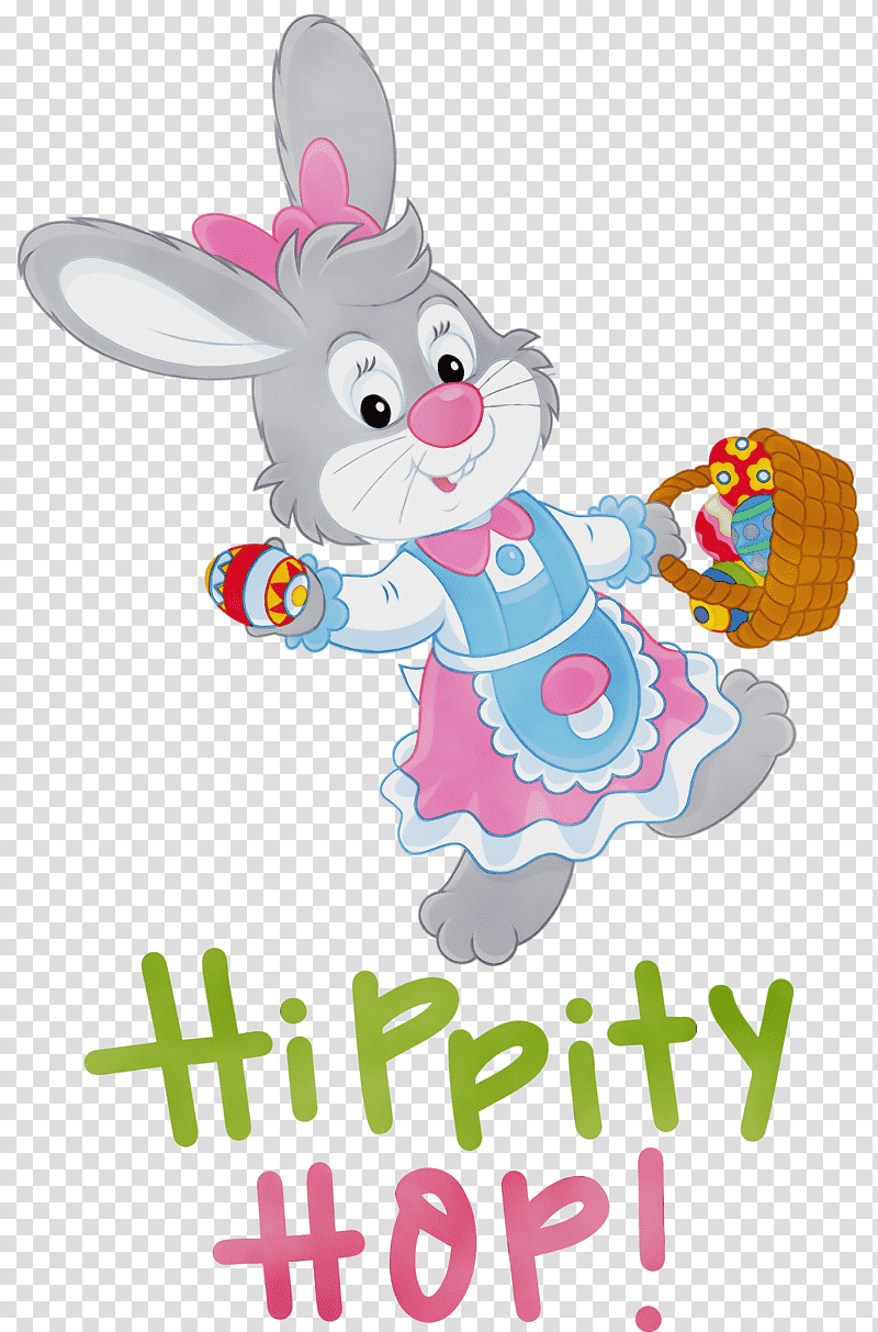 Easter Bunny, Happy Easter, Hippity Hop, Watercolor, Paint, Wet Ink, European Hare transparent background PNG clipart