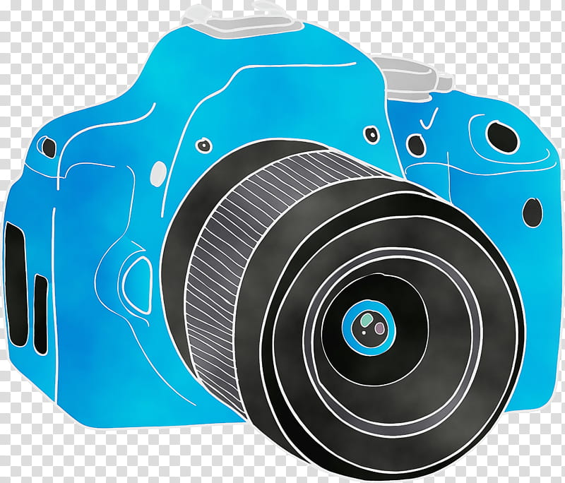 Camera lens, Cartoon Camera, Watercolor, Paint, Wet Ink, Digital Slr, Mirrorless Interchangeablelens Camera, Singlelens Reflex Camera transparent background PNG clipart