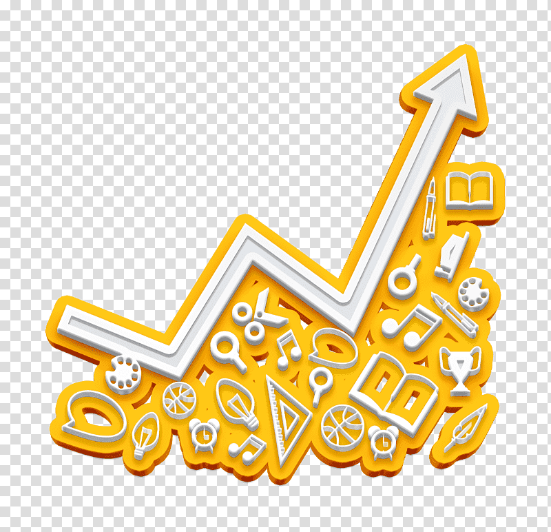 education icon School icon Academic 2 icon, School Ascending Line Graphic With Materials On Lower Area Icon, Logo, Symbol, Yellow, Meter, Geometry transparent background PNG clipart