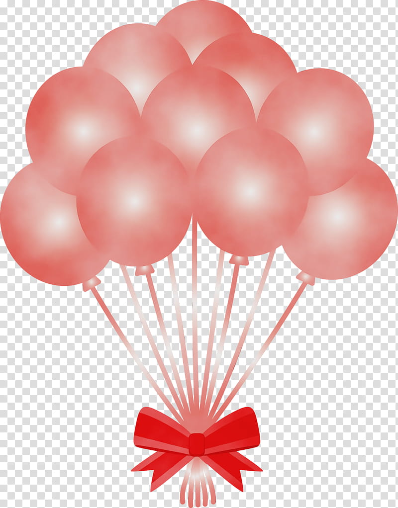 balloon pink party supply cluster ballooning hot air ballooning, Watercolor, Paint, Wet Ink transparent background PNG clipart