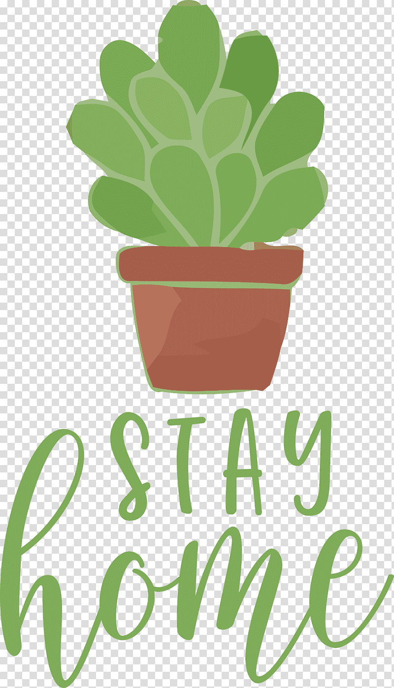 STAY HOME, Plant Stem, Flower, Leaf, Flowerpot, Logo, Green transparent background PNG clipart